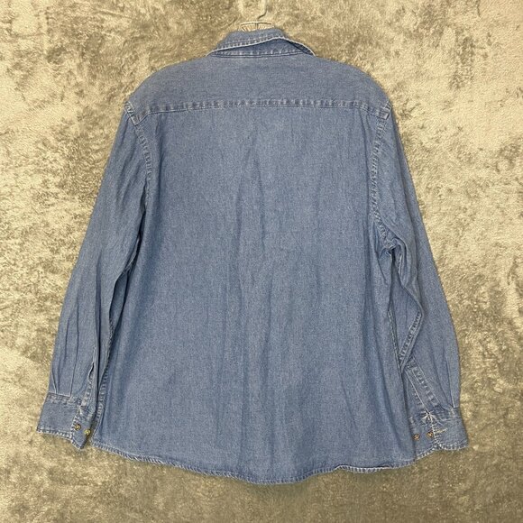 Vtg Women 90s Embroidered Paisley Western Chambray Denim Button Front Shirt XL - Picture 2 of 12